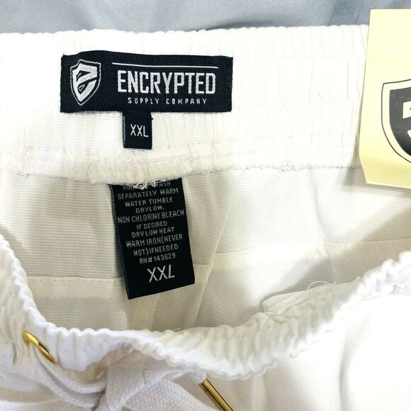 Encrypted Supply Co Shorts Mens Sz XXL White Faux Zippers Drawstring 13" inseam - Picture 5 of 7